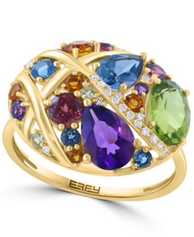 Кольцо EFFY Collection с бриллиантами и многоцветными драгоценными камнями