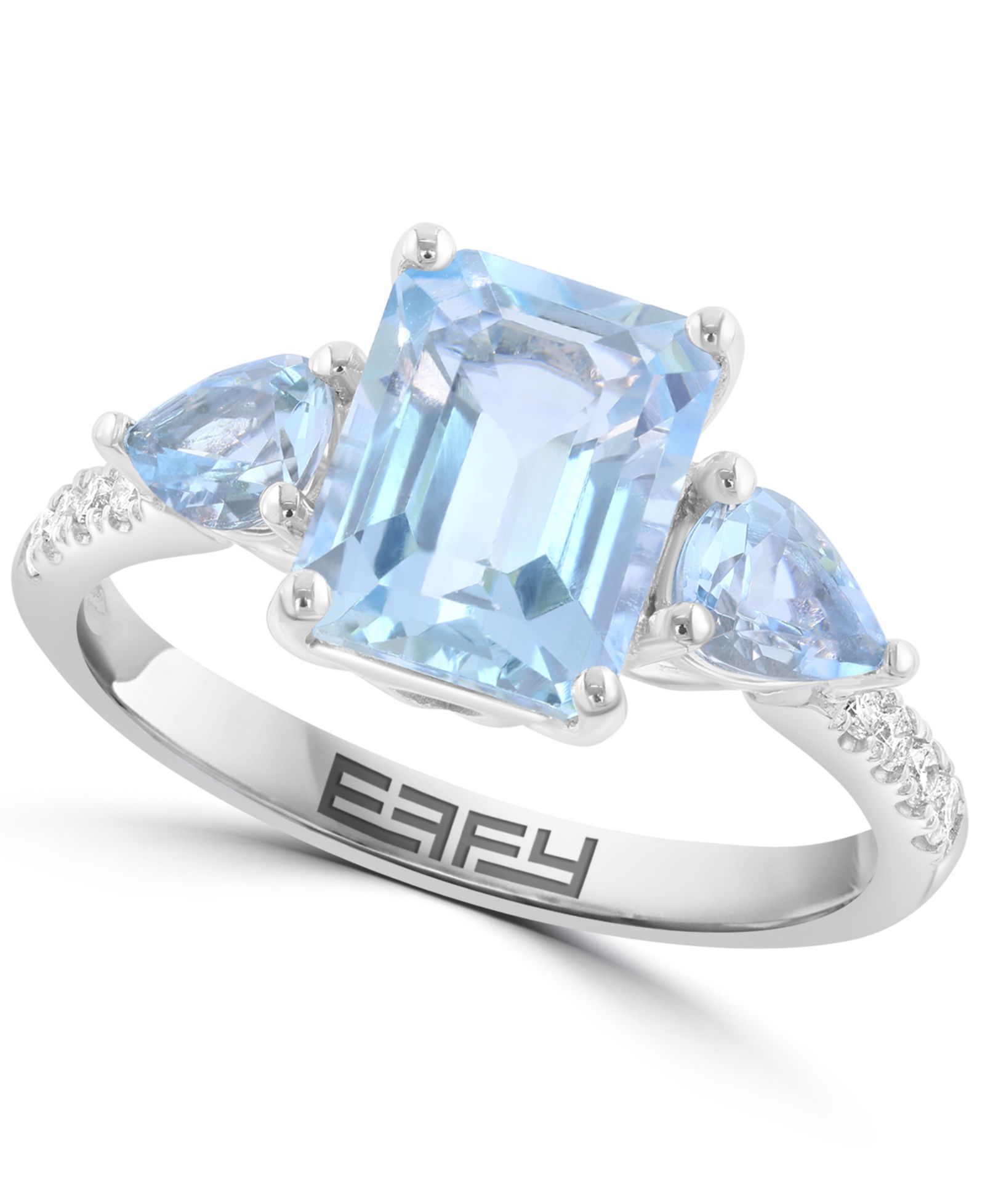 EFFY Collection Diamond (1/10 ct. t.w.) & Aquamarine (2-5/8 ct. t.w.) Ring в 14k White Gold