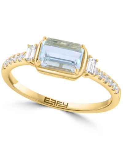 Кольцо EFFY Collection Diamond & Aquamarine 14k Yellow Gold