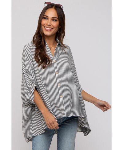 Pinkblush Women's Striped Button Up Dolman Top