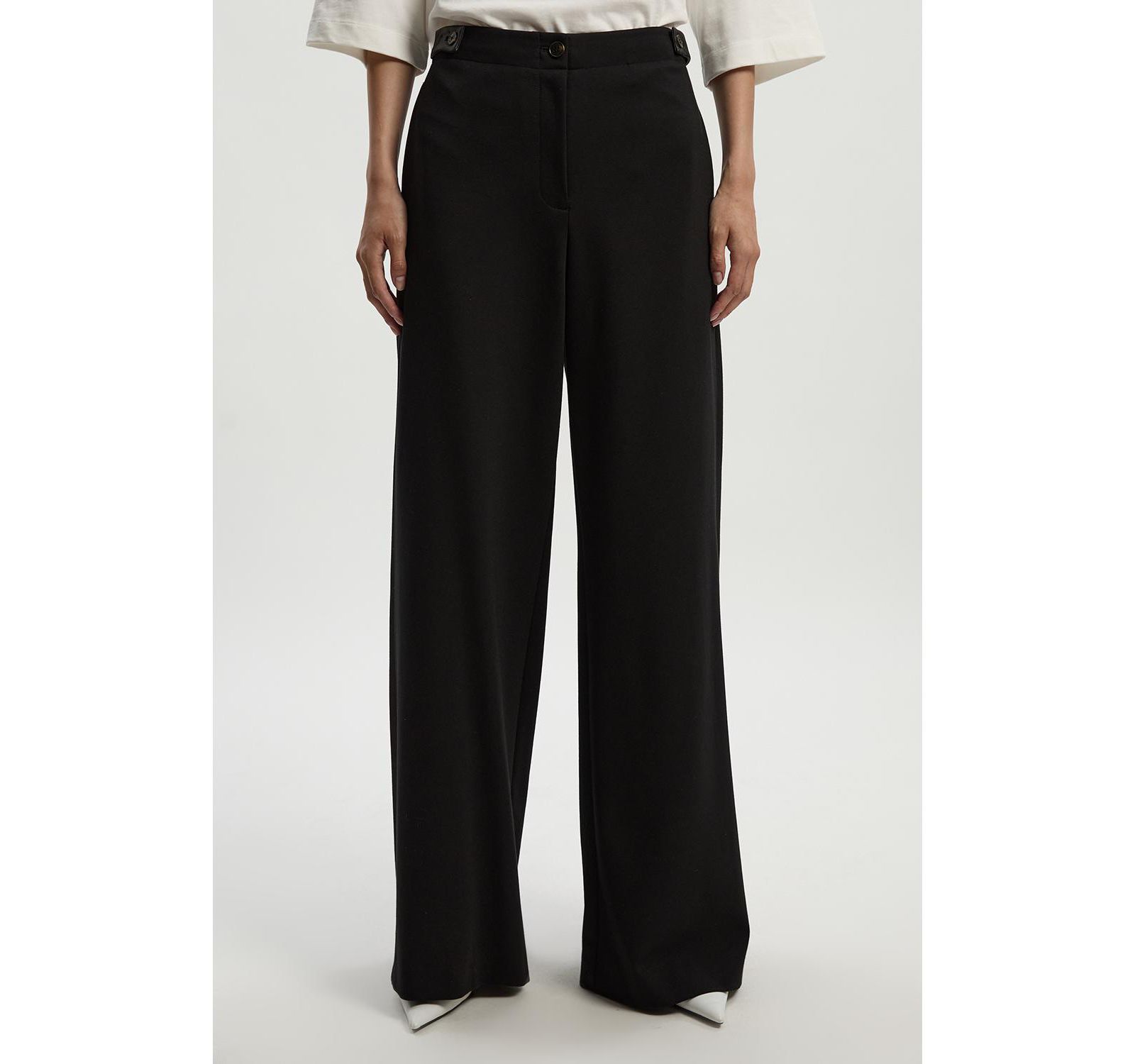Karen Millen Women's Ponte PU Wide Leg Pants.