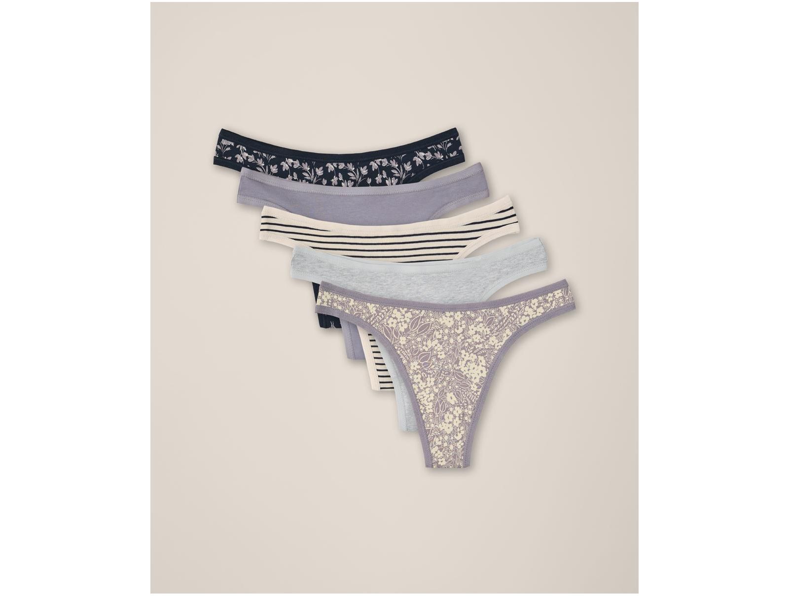 Pact Everyday Mid Rise Thong 5-Pack