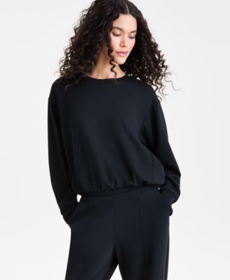 I.N.C. International Concepts Women's Off Duty Long-Sleeve Bubble-Hem Sweatshirt, Macy's Exclusive