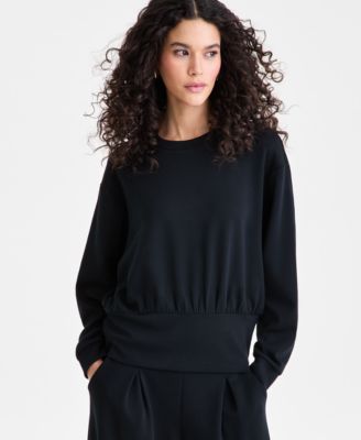 I.N.C. International Concepts Women's Off Duty Banded-Bottom Sweatshirt, Macy's Exclusive