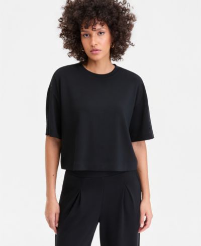 I.N.C. International Concepts Women's Off Duty Short Sleeve Crewneck T-Shirt, Macy's Exclusive