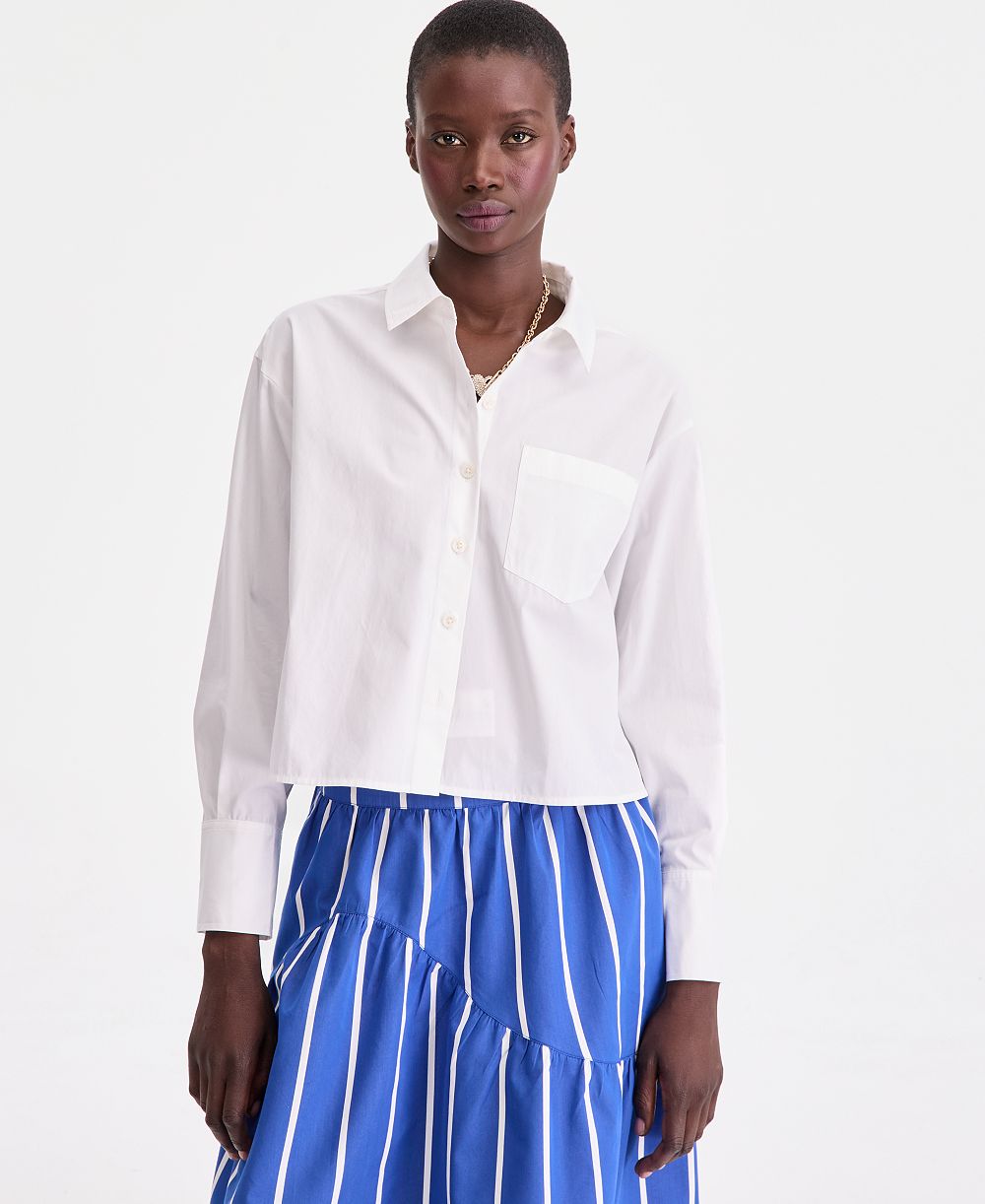 Женская хлопковая рубашка poplin укороченная от On 34th