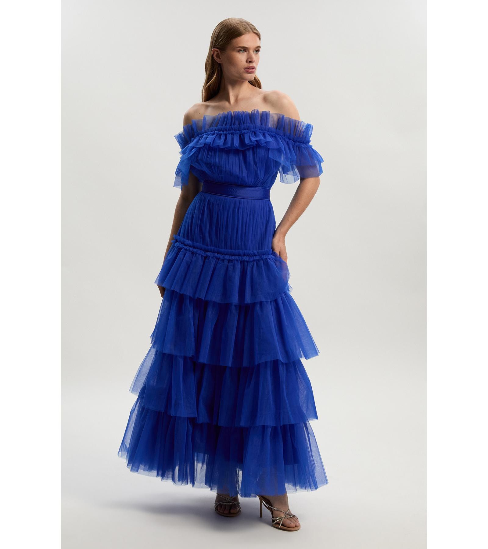 Женское макси-платье Karen Millen Tulle Off Shoulder