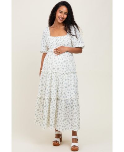Женское платье макси Pinkblush Blue Floral Smocked Ruffle Tiered