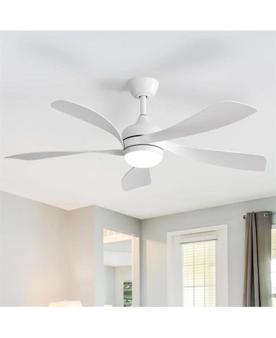 Sofucor 52-inch Modern Downrod Indoor ABS 5 Blades LED Light with Remote Control Support Six Speed Ajustable Ceiling Fan