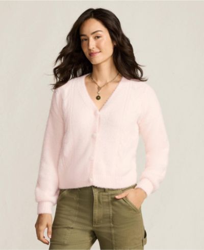 Женский кардиган Lands' End Fuzzy Eyelash Cable