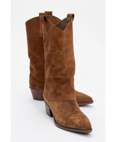 Cognac suede leather