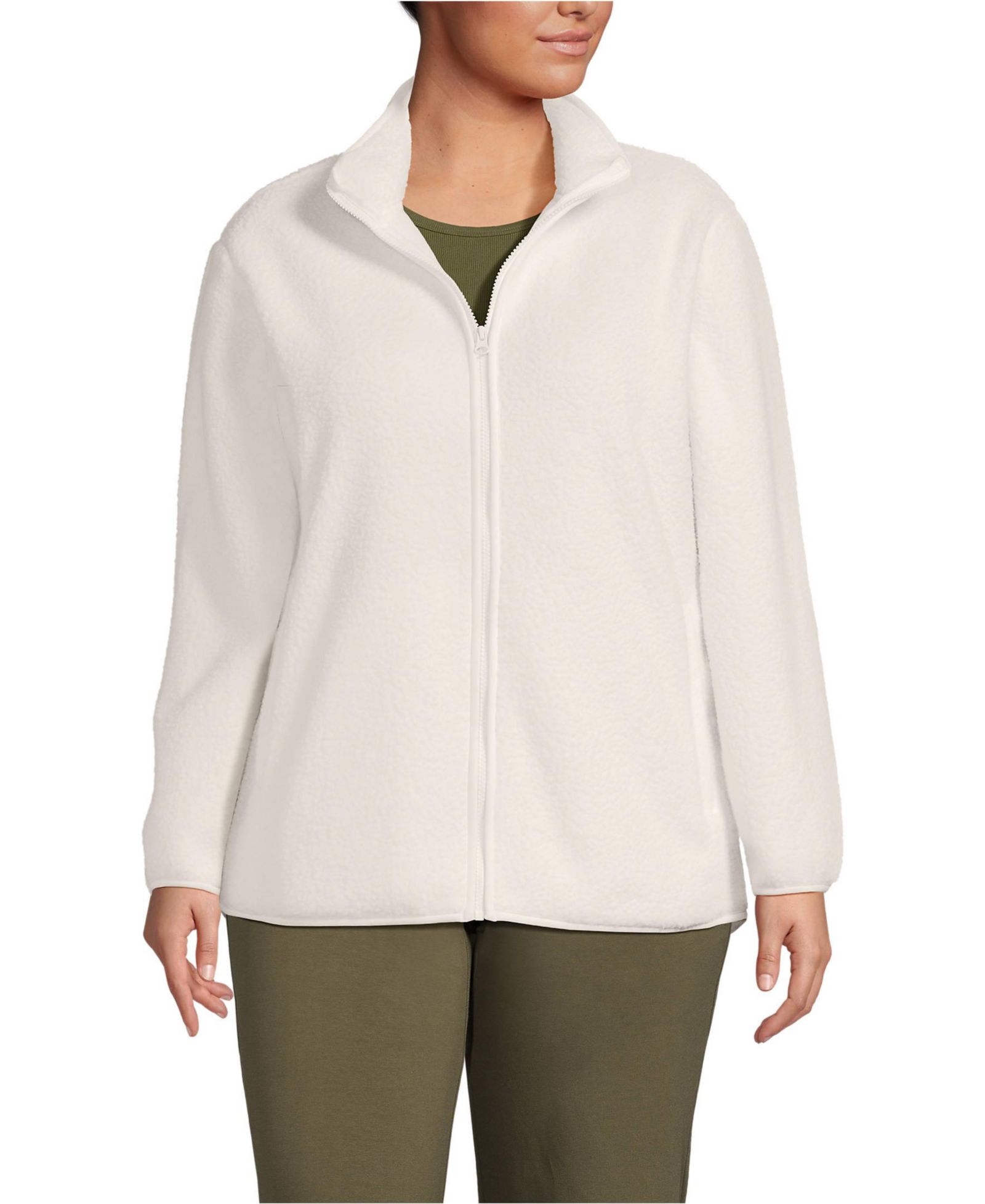 Lands' End Plus Size Cozy High Pile Full Zip Fleece Jacket
