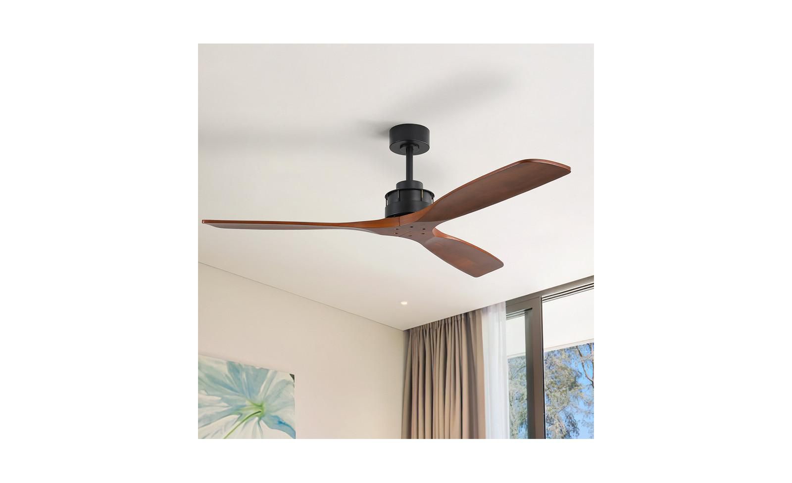 Sofucor 60-inch Modern 3-Blade Solid Wood Without Light With 6-Speed Remote Control and Forward Reverse Function Ceiling Fan