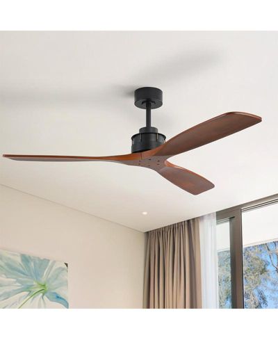 Sofucor 60-inch Modern 3-Blade Solid Wood Without Light With 6-Speed Remote Control and Forward Reverse Function Ceiling Fan