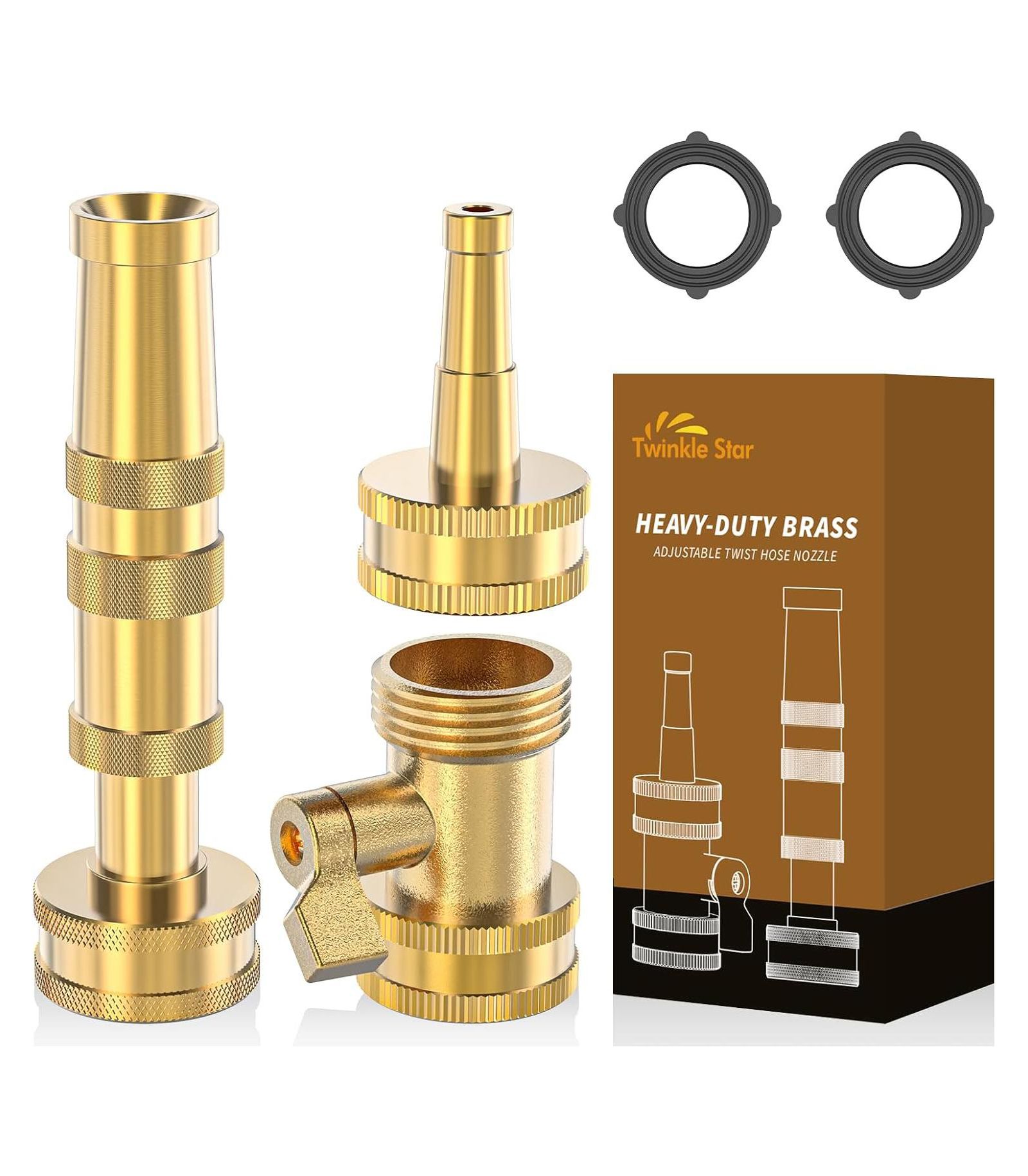 Набор из 3 шт. регулируемых латунных насадок на шланг TWINKLE STAR Heavy Duty Twist