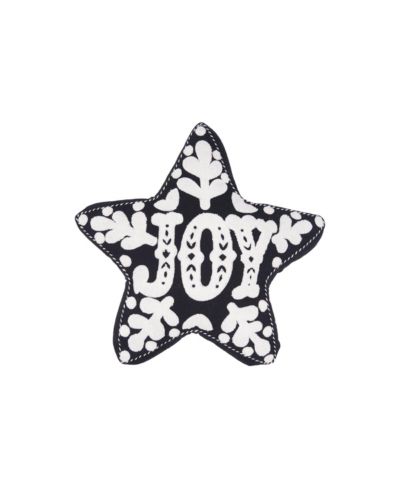 Onyx "Joy" декоративная хлопковая подушка в форме звезды со снежинками, 16" x 18"