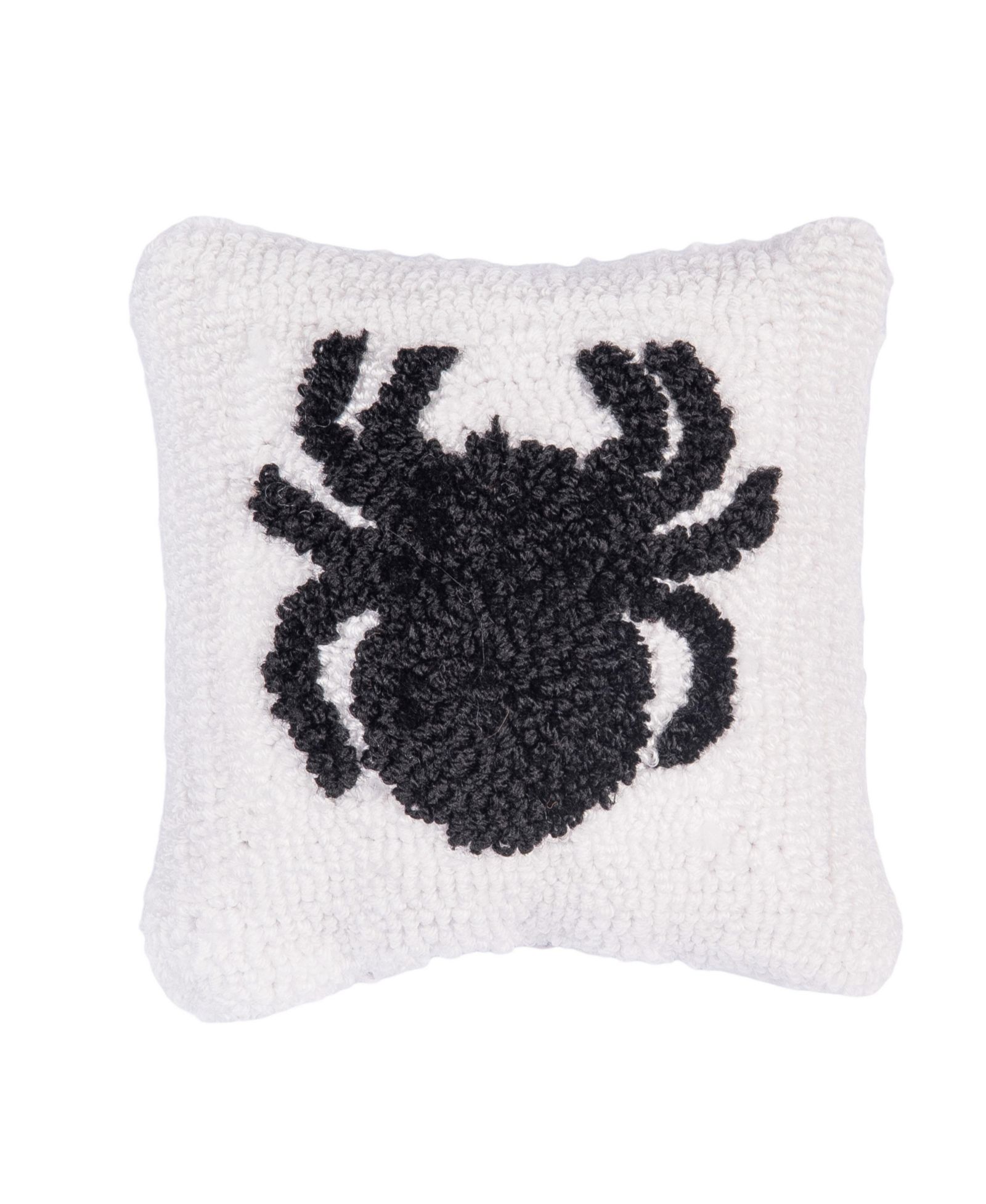 C&F Home Spider Pattern Hooked Small Petite Halloween Accent Pillow 8" x 8"