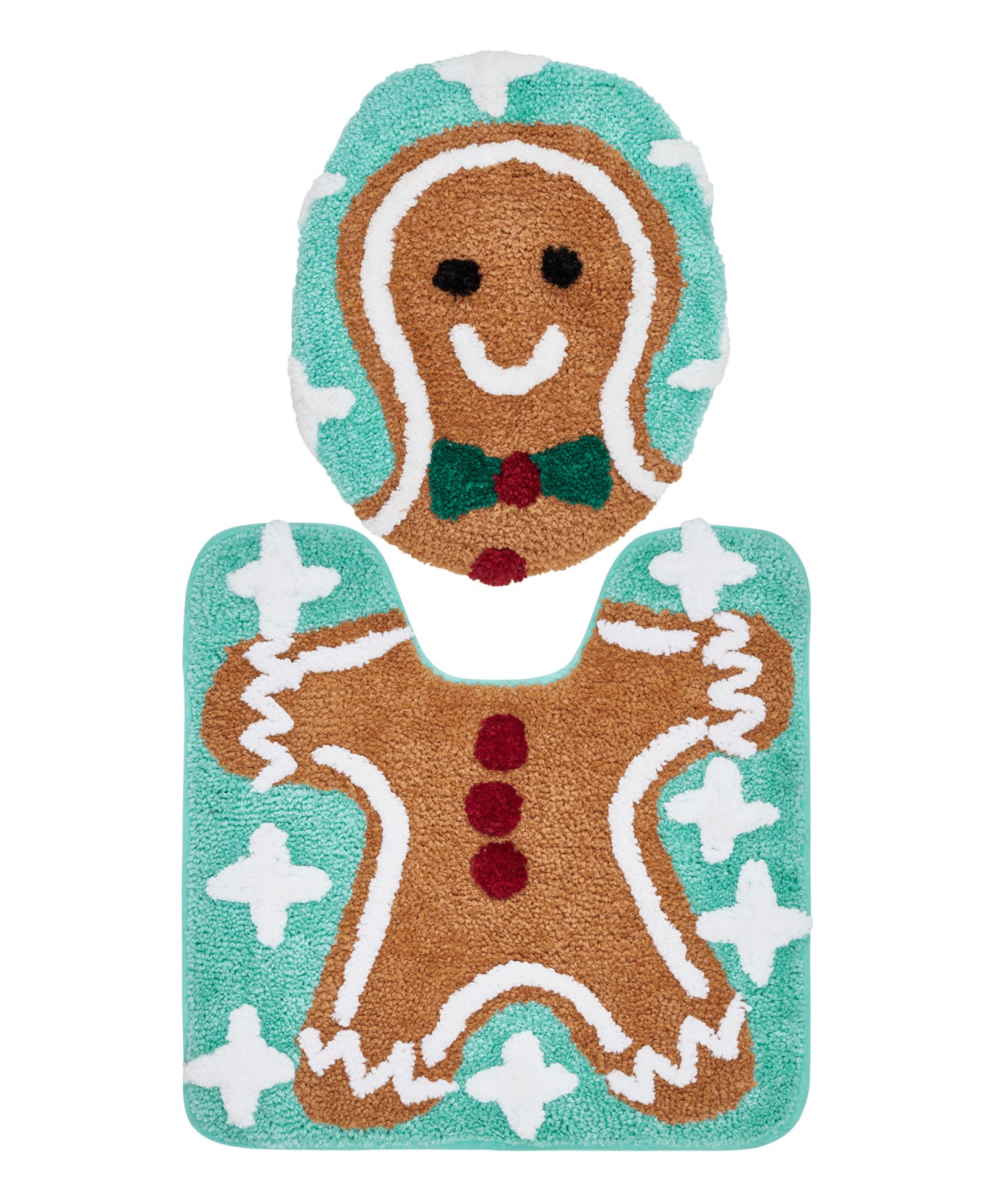 VCNY Home Gingerbread Man Holiday Bath Rug Set, 2 Count