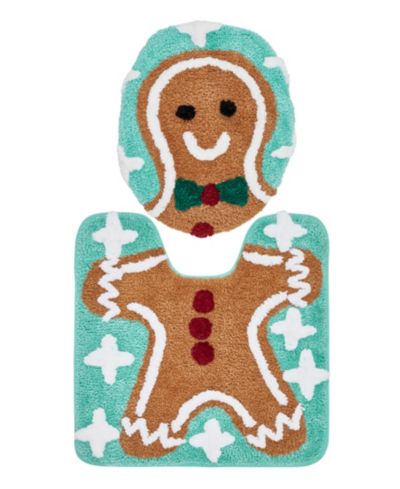 VCNY Home Gingerbread Man Holiday Bath Rug Set, 2 Count