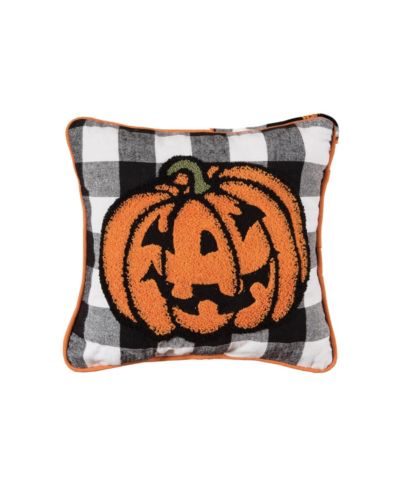 Декоративная подушка C&F Home Jack-O-Lantern Pumpkin Check Tufted Halloween, 12" x 12"