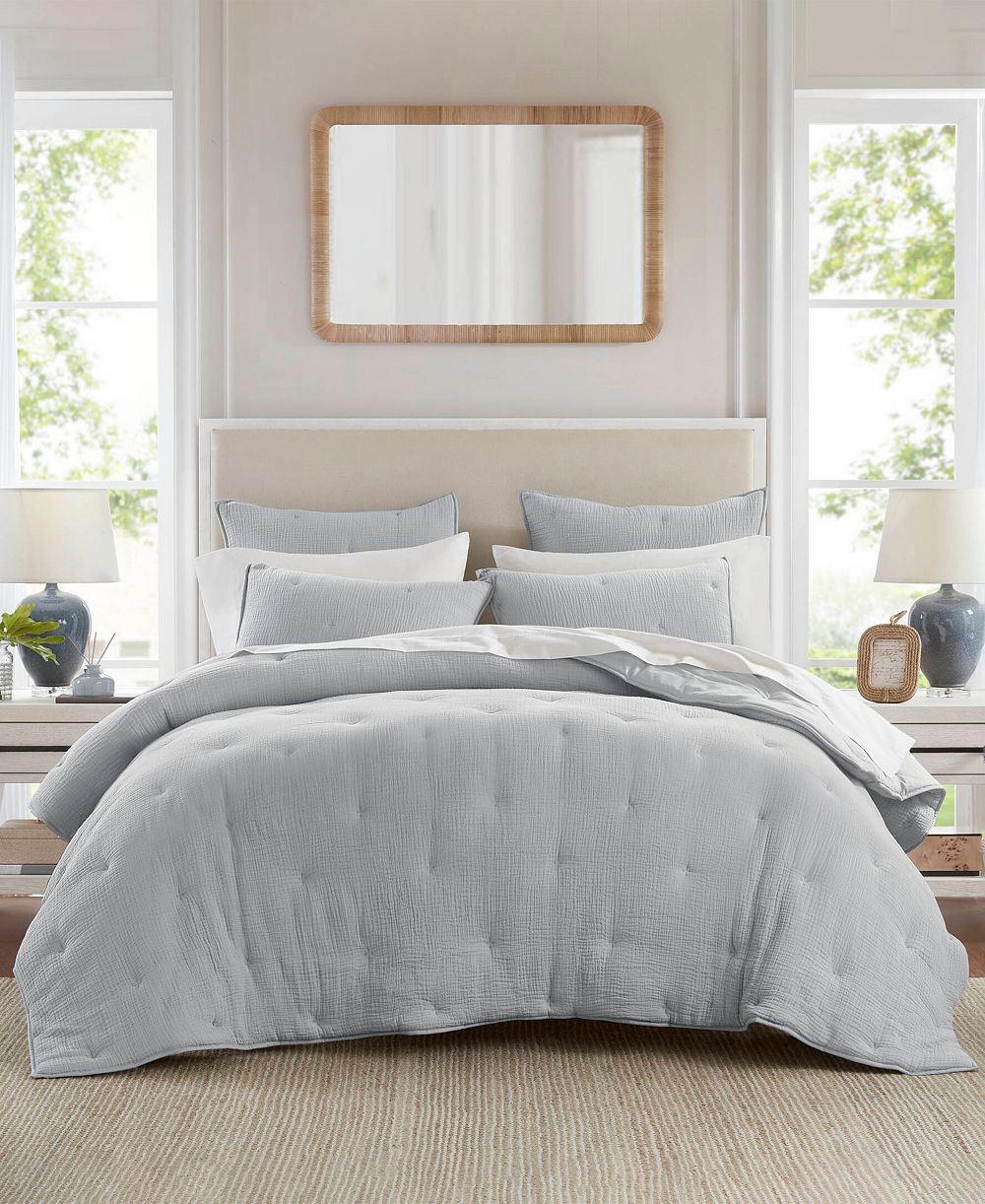Комплект стеганое одеяло Harbor House Breeze Cotton Embroidered 3-Pc., Full/Queen