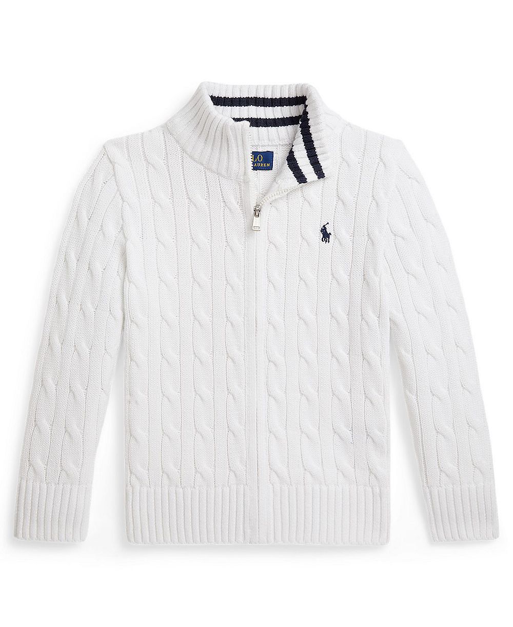 Детский свитер Polo Ralph Lauren 2-7 с вязаным узором и полной молнией из хлопка