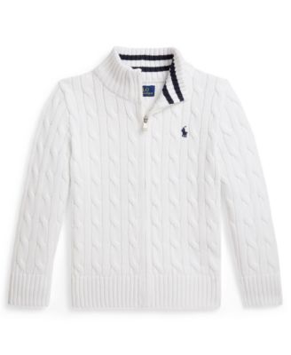 Детский свитер Polo Ralph Lauren 2-7 с вязаным узором и полной молнией из хлопка