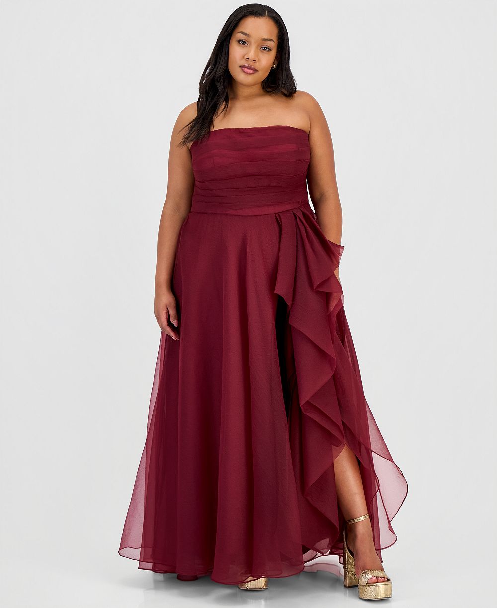 Платье B Darlin Trendy Plus Size Ruffled Strapless Gown