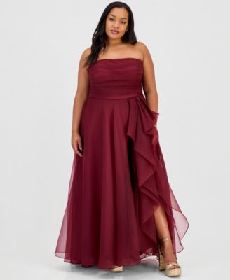 Платье B Darlin Trendy Plus Size Ruffled Strapless Gown