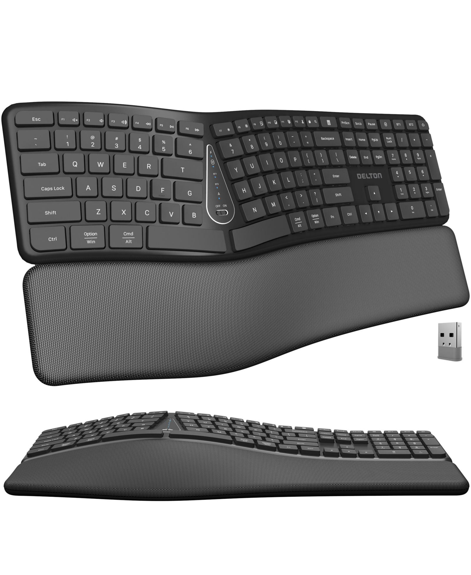 Delton KB250 Ergonomic Wireless Rechargeable Keyboard for Mac and Windows