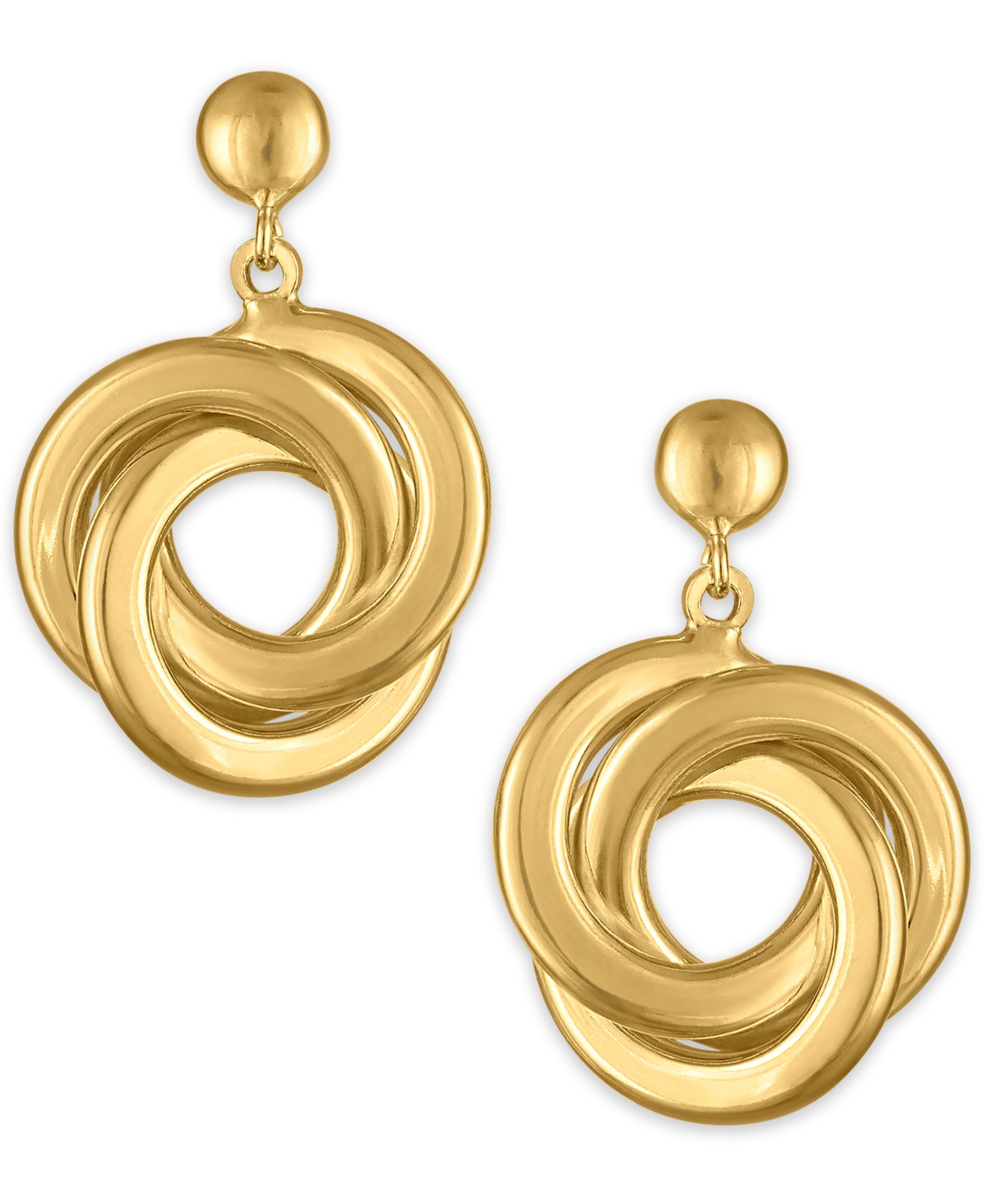 Macy's Polished Love Knot Drop Earrings in 14k Yellow Gold Over Sterling Silver
