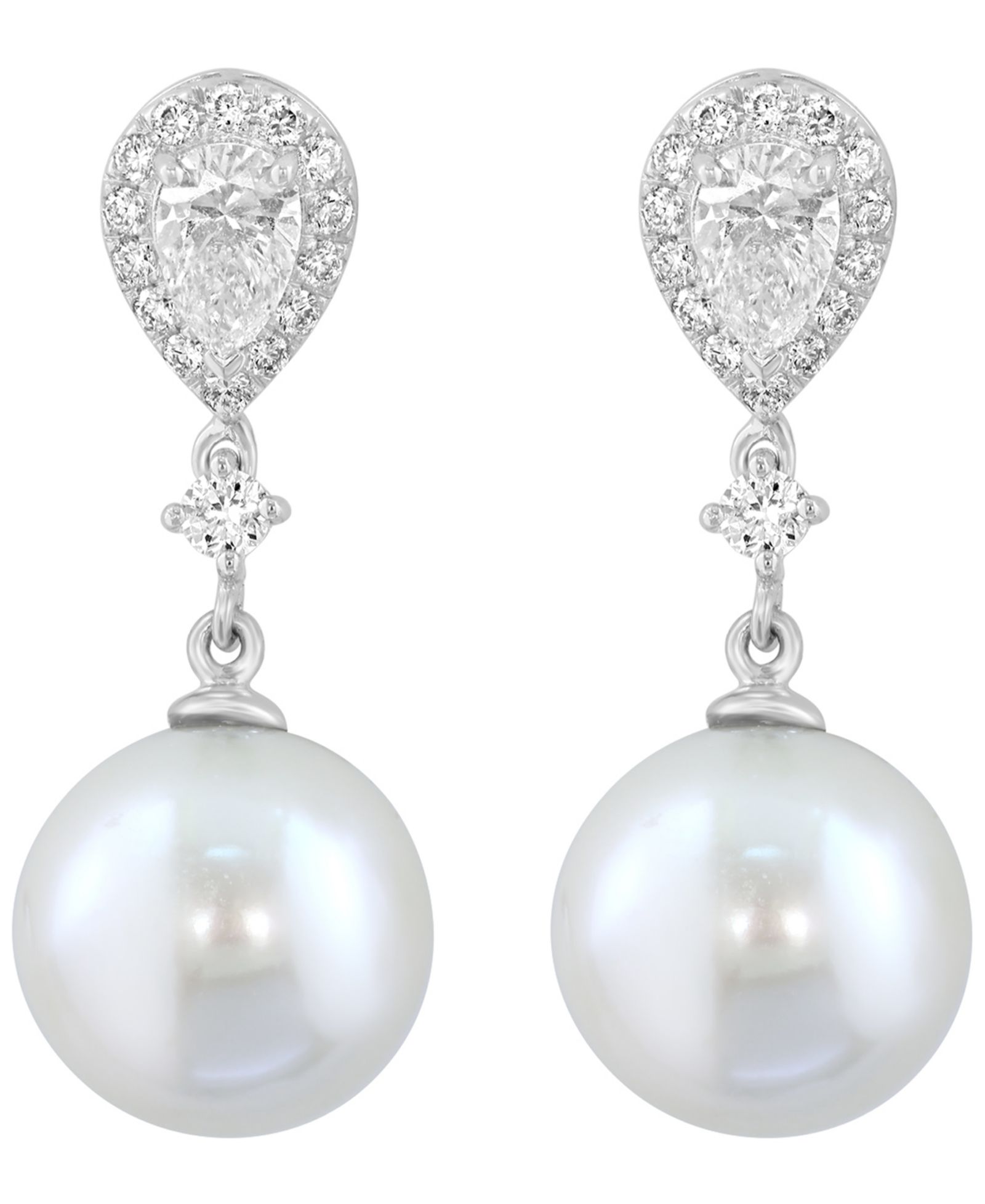 EFFY Collection Freshwater Pearl (11.5mm) and Lab Grown Diamond Earring (3/8 ct. t.w.) in Sterling Silver