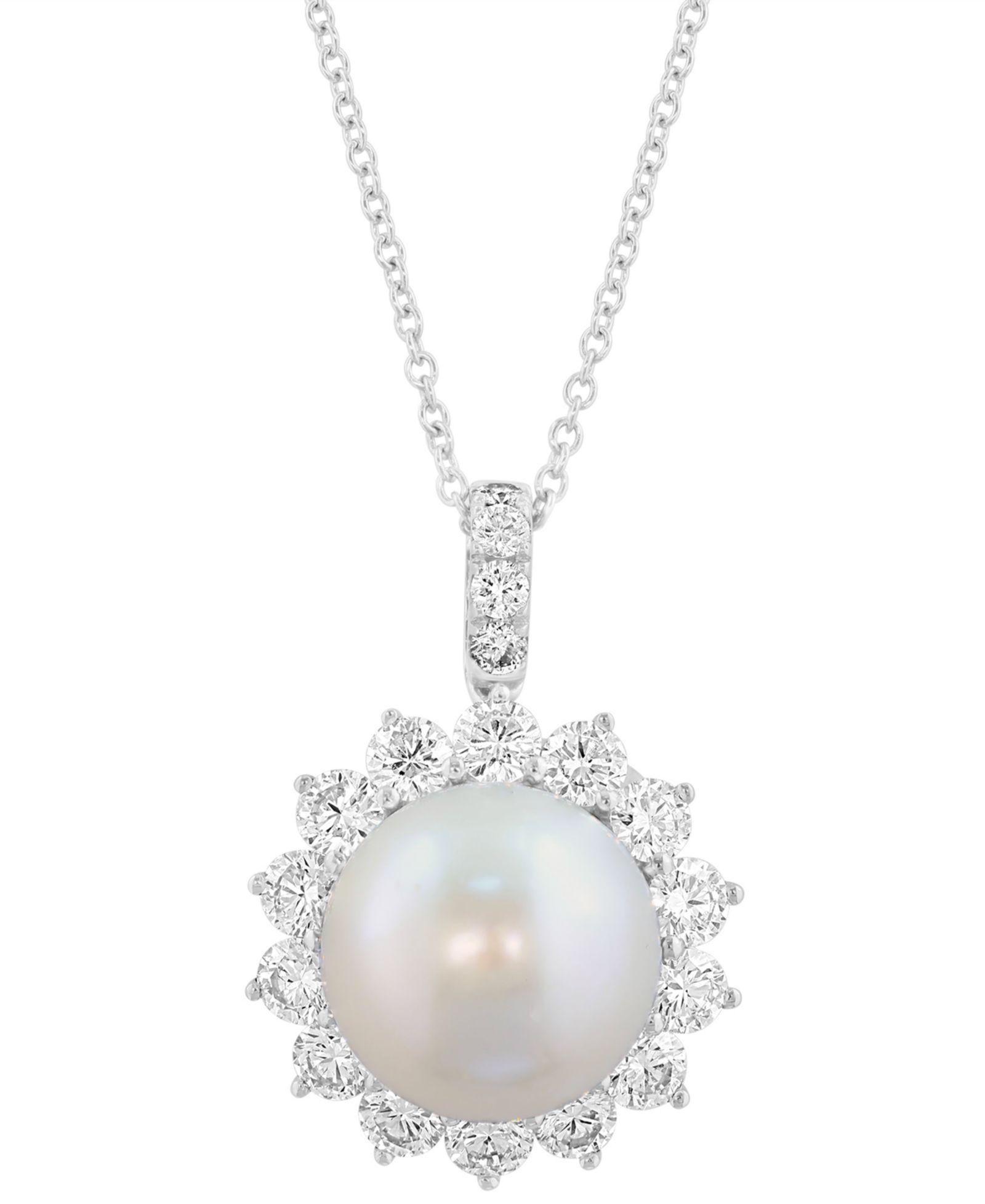Подвеска EFFY Collection с натуральным жемчугом 12mm и выращенным алмазом в серебре