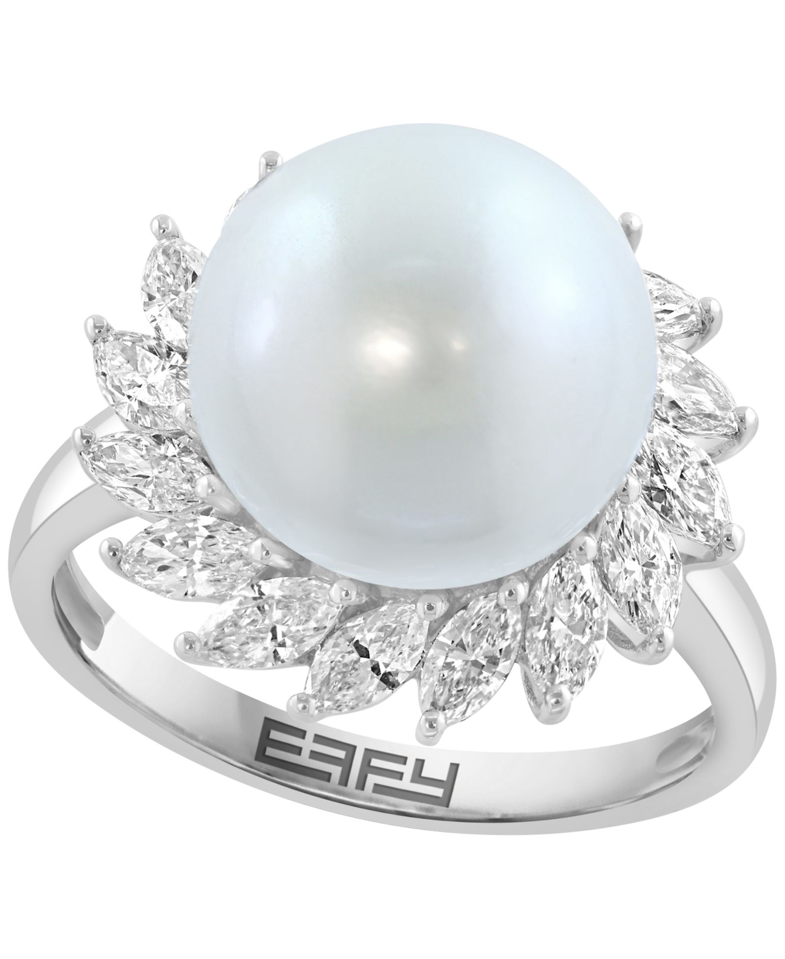 EFFY Collection Freshwater Pearl (11mm) and Lab Grown Diamond Ring (7/8 ct. t.w.) in 14K White Gold