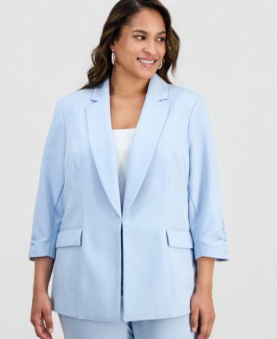 I.N.C. International Concepts Plus Size Kiss-Front 3/4-Sleeve Blazer, Macy's Exclusive