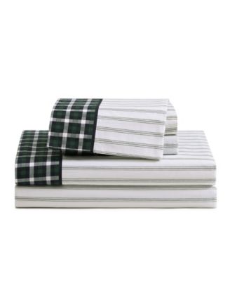 Комплект постельного белья Tommy Hilfiger Printed Cotton Percale Contrast Hem 4 Pc. Full