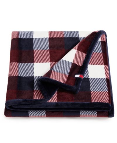 Плед Tommy Hilfiger с печатным принтом в клетку, 70" x 50"