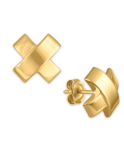 Серьги-гвоздики Macy's Polished "X" из золота 10k