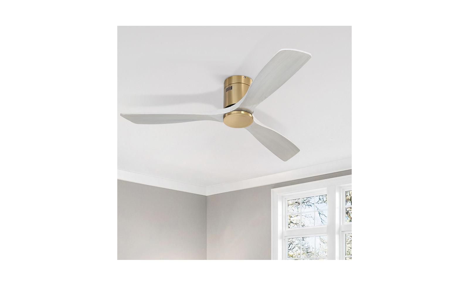 Потолочный вентилятор Sofucor 52-inch Modern Golden Sliver 3 Solid Wood Blade 6-speed Remote Control и функция реверса