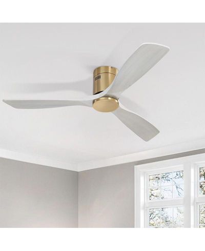 Sofucor 52-inch Modern Golden Sliver 3 Solid Wood Blade 6-speed Remote Control and Forward Reverse Rotation Function Ceiling Fan