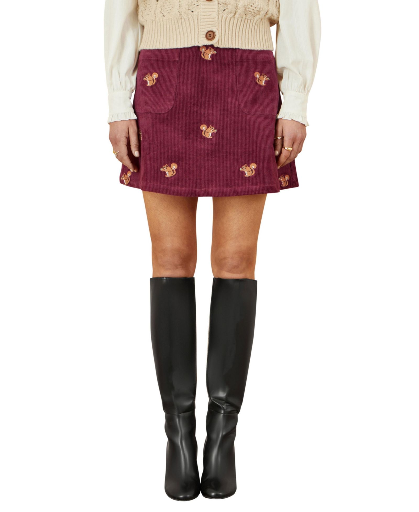 Yumi Women's Corduroy Daisy Mini Skirt