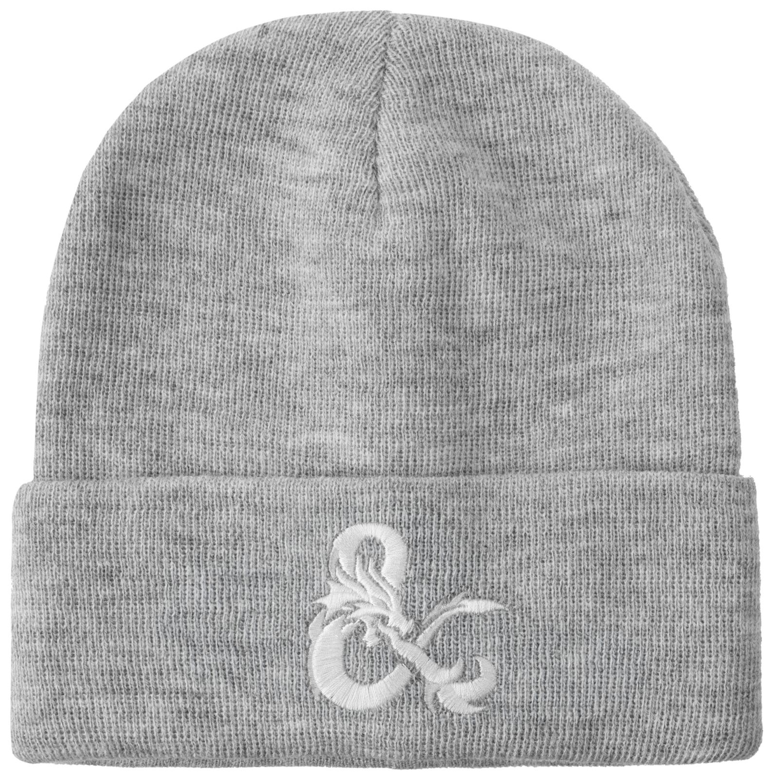 Dungeons & Dragons Men's Dungeons and Dragons Ampersand Logo Embroidery Heather Gray Acrylic Knit Cuff Beanie