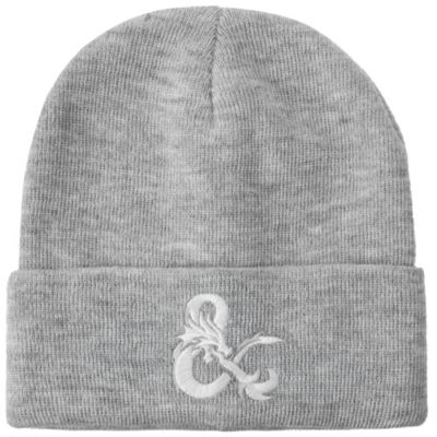 Dungeons & Dragons Men's Dungeons and Dragons Ampersand Logo Embroidery Heather Gray Acrylic Knit Cuff Beanie
