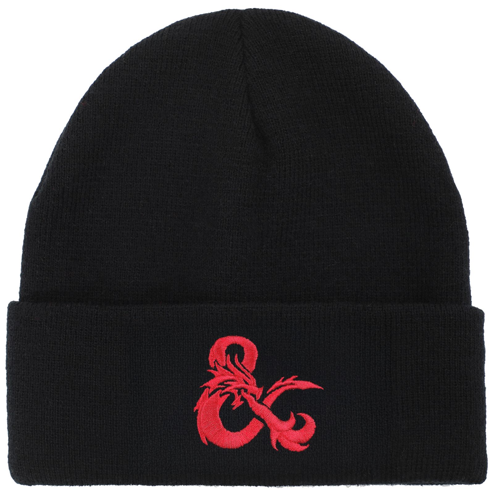 Dungeons & Dragons Men's Dungeons and Dragons Ampersand Logo Embroidery Black Acrylic Knit Cuff Beanie