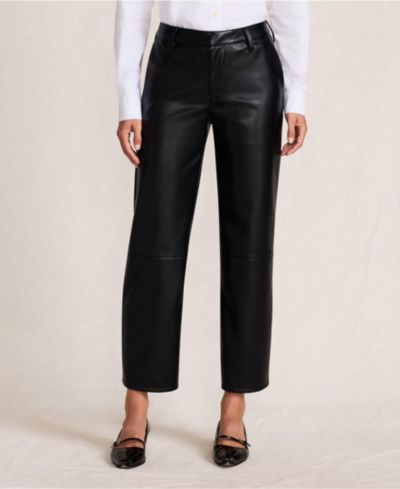 Женские брюки Lands' End Faux Leather Mid Rise Relaxed Straight Leg Crop