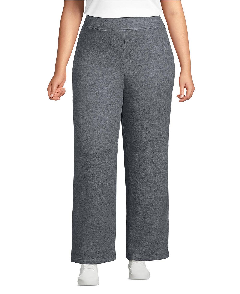 Lands' End Plus Size Serious Sweats High Rise Fleece Lined Straight Leg Pants