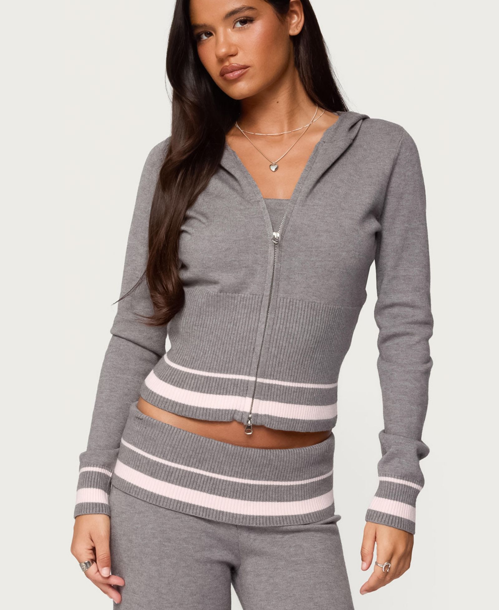 Женское худи Edikted Kaliya Stripey Knit с молнией