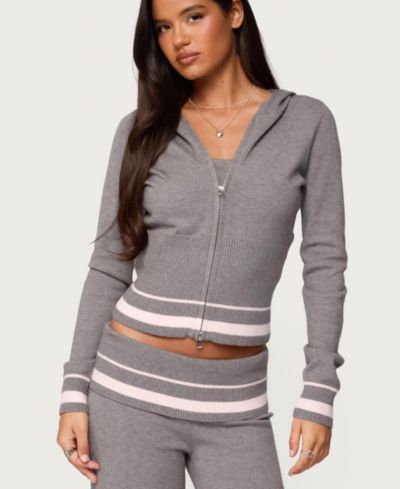 Женское худи Edikted Kaliya Stripey Knit с молнией