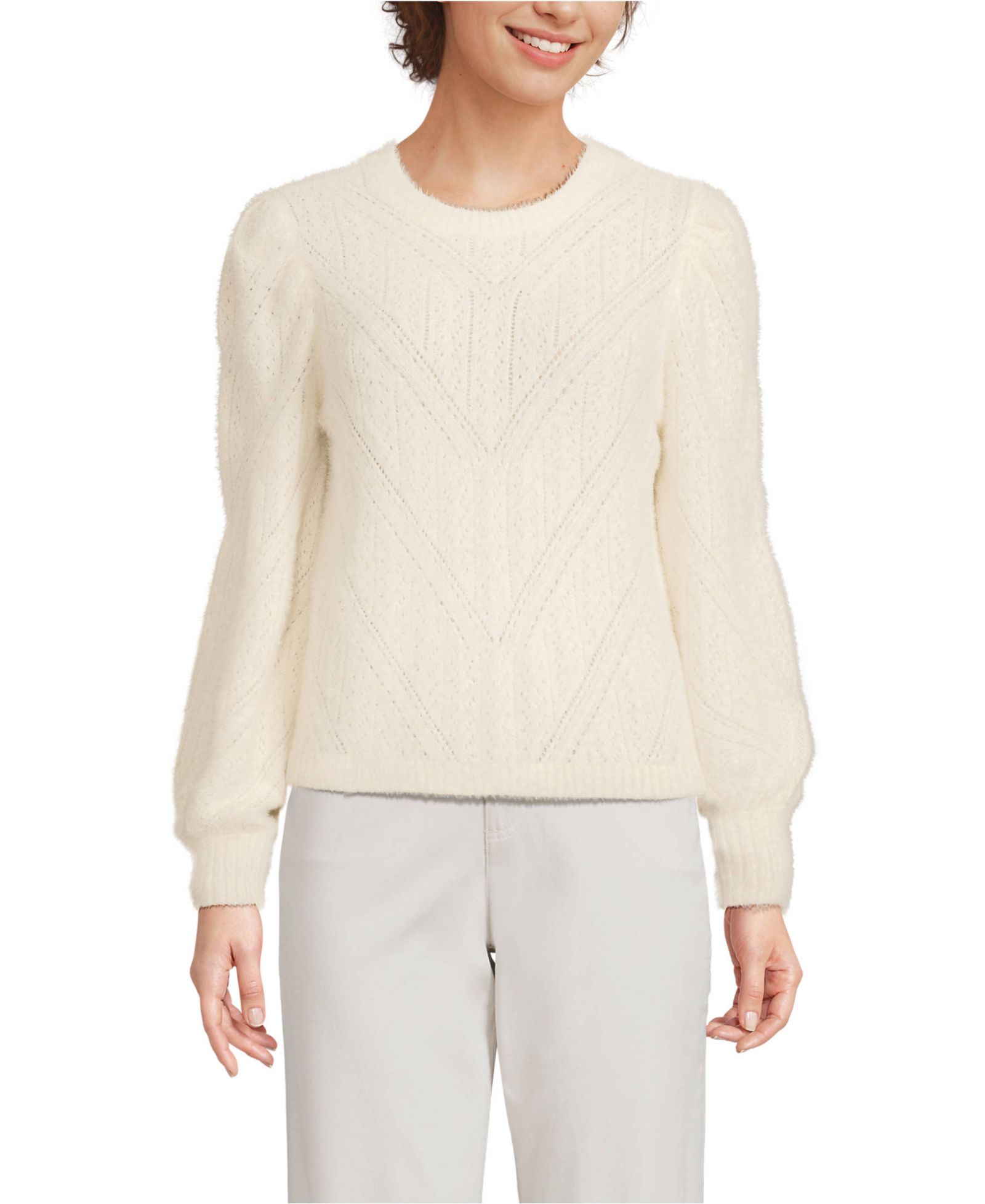 Женский свитер Lands' End Eyelash Fuzzy Pointelle