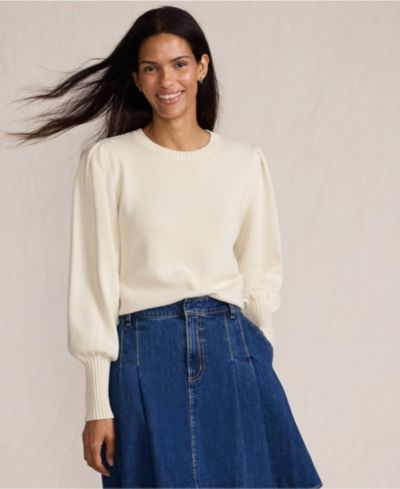 Женский джемпер Lands' End Drifter Puff Sleeve Crew Neck